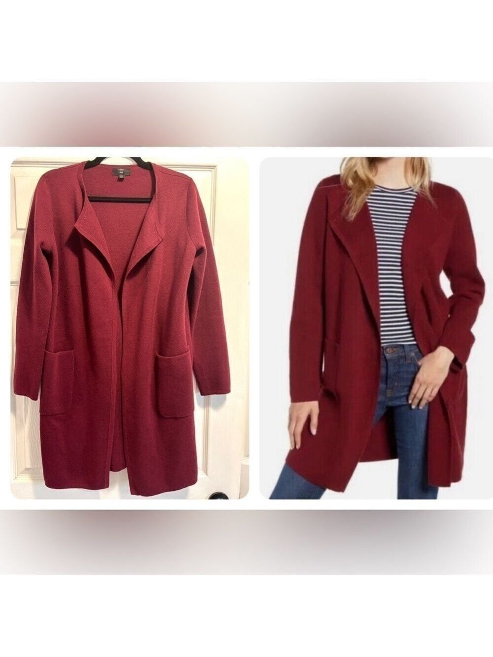 J. Crew Juliette Collarless Sweater
Blazer Cardigan Wool Blend Burgundy Size XS